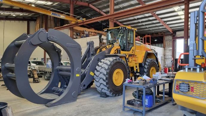 Forestry machinery in workshop