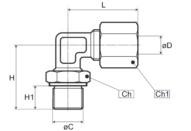 Stud Elbow (O'Ring type) 5/16
