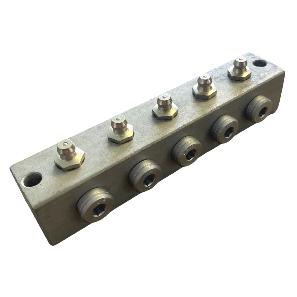 [A1113008] 8 pos. 1/8BSP Remote Block with Grease Nipples  